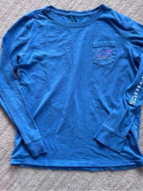 Vineyard Vines Boy or Girl Bright Blue Long-Sleeve Pocket Tee Large 10